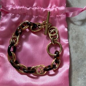 Michael Kors Gold and Tortoise Shell Link Bracelet